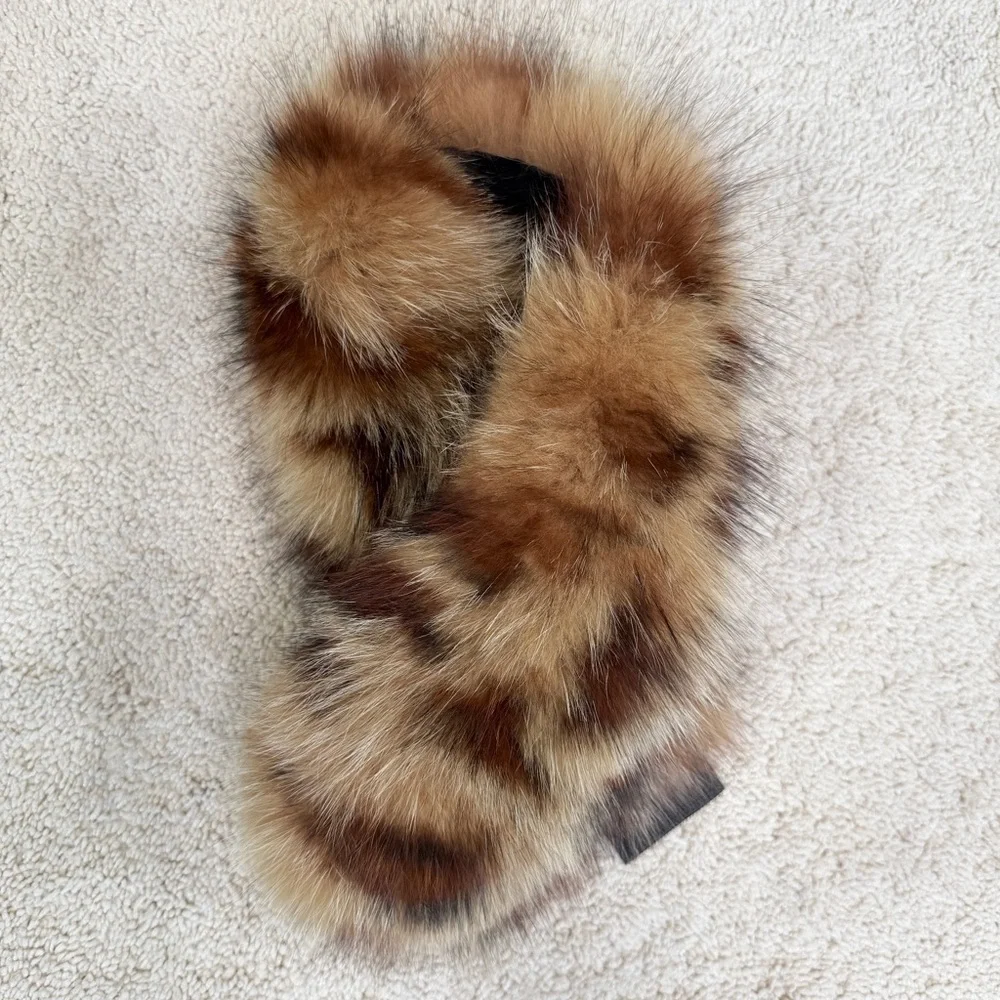 Genuine Dyed Fox Fur with Leopard Animal Print Headband Scarf Collar